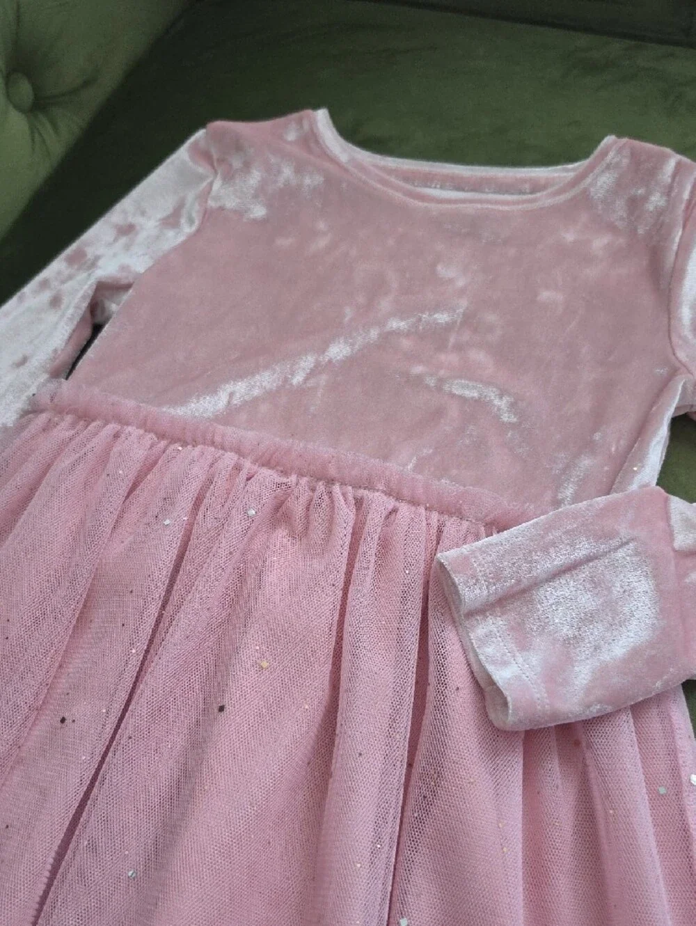 jumping beans Pink Velvet & Sparkle Tulle Dress